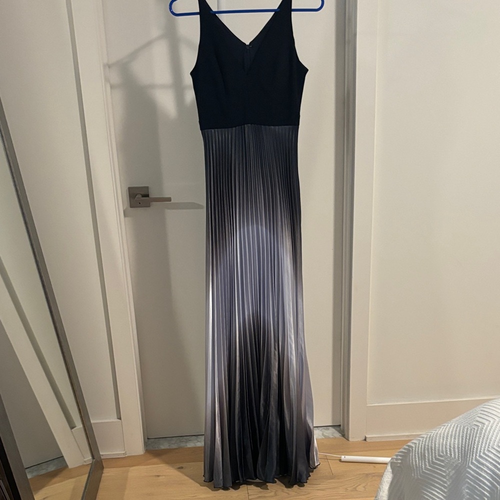 Aqua Elegant Black and Purple Ombré Pleated Formal Dress